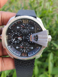 Diesel Uber Chief Oversized 4 Time Black Dial Leather Strap Watch For Men - DZ7376 Buy Now By Diesel
