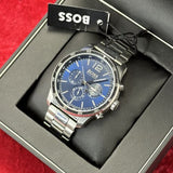 Hugo Boss Professional Chronograph Blue Dial Silver Steel Strap Watch for Men - 1513527 Buy Now By Hugo Boss