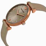 Emporio Armani Gianni T Bar Gunmetal Dial Beige Leather Strap Watch For Women - AR1681 Buy Now By Emporio Armani
