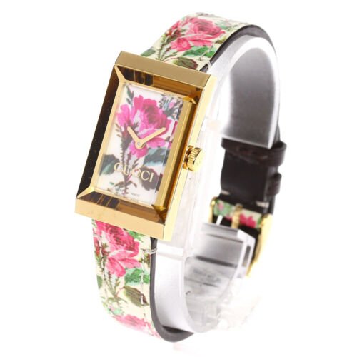 Gucci G-Frame Floral Mother of Pearl Dial White Leather Strap Watch For Women - YA147406 Buy Now By Gucci
