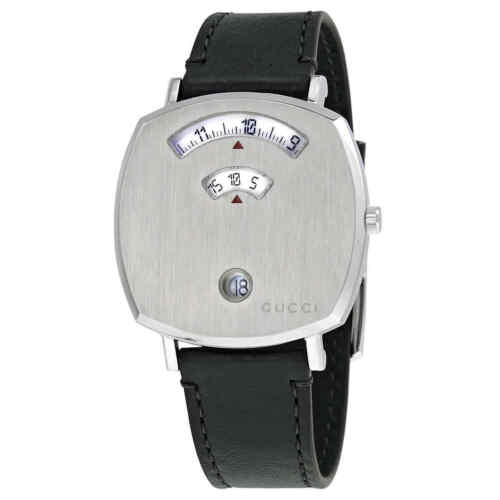 Gucci Grip Quartz Silver Dial Green Leather Strap Unisex Watch - YA157406 Buy Now By Gucci