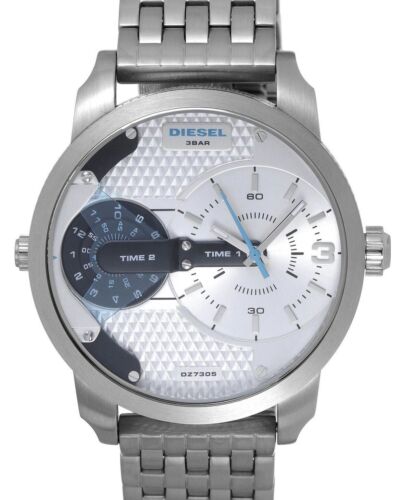 Diesel Mini Daddy Dual Time Silver Dial Stainless Steel Watch For Men - DZ7305 Buy Now By Diesel
