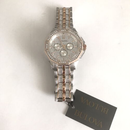 Bulova Octova Crystal Silver Dial Two Tone Steel Strap Watch for Men - 98C133 Buy Now By Bulova