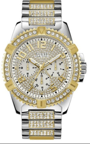 Guess Frontier Chronograph Crystals Silver Dial Two Tone Steel Strap Watch for Men - W0799G4 Buy Now By Guess
