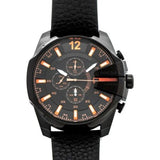 Diesel Mega Chief Chronograph Black Dial Black Leather Strap Watch For Men - DZ4291 Buy Now By Diesel