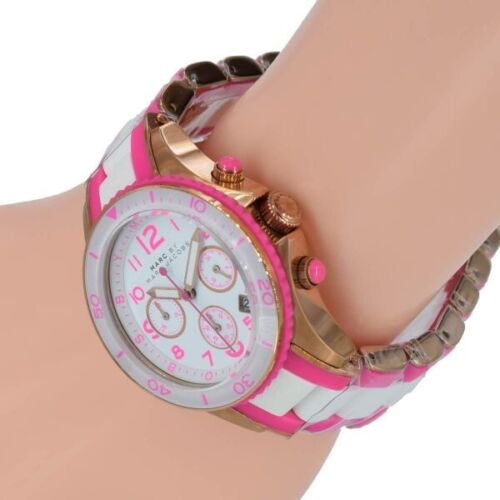 Marc Jacobs Rock Chronograph White Dial Two Tone Silicone Strap Watch for Women - MBM2593 Buy Now By Marc Jacobs