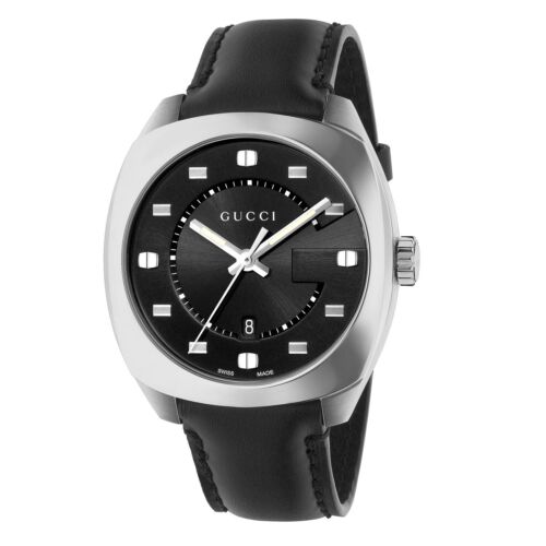Gucci GG2570 Quartz Black Dial Black Leather Strap Watch For Men - YA142307 Buy Now By Gucci