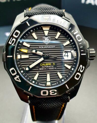 Tag Heuer Aquaracer Calibre 5 Automatic 41mm Black Dial Black Nylon Strap Watch for Men - WAY218A.FC6362