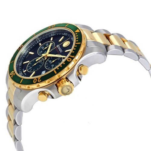 Movado Series 800 Chronograph Green Dial Two Tone Steel Strap Watch For Men - 2600148 Buy Now By Movado