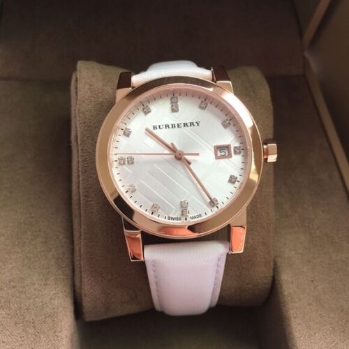 Burberry The City Diamonds White Dial White Leather Strap Watch for Women - BU9130 Buy Now By Burberry