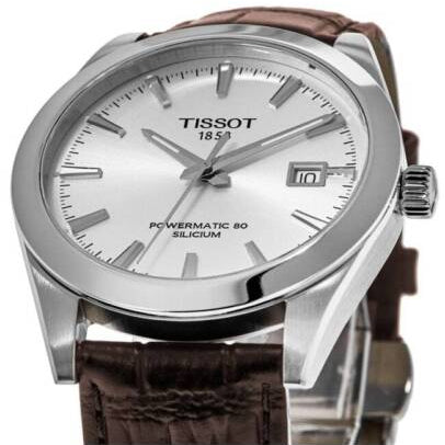 Tissot Gentleman Powermatic 80 Silicium Silver Dial Brown Leather Strap Watch For Men - T127.407.16.031.01 Buy Now By Tissot