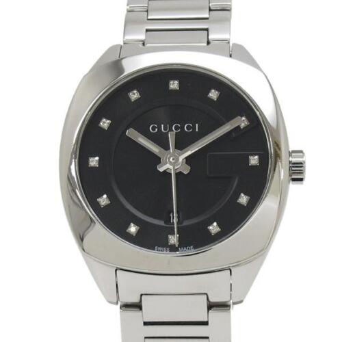Gucci GG2570 Diamonds Black Dial Silver Steel Strap Watch For Women - YA142503 Buy Now By Gucci