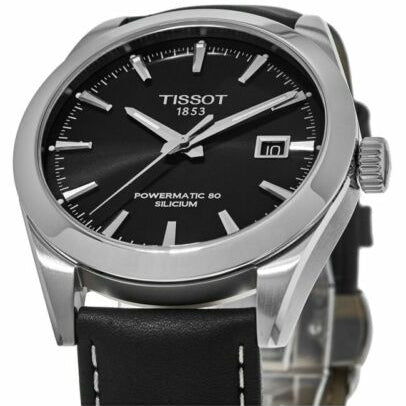Tissot Gentleman Powermatic 80 Silicium Black Dial Black Leather Strap Watch For Men - T127.407.16.051.00 Buy Now By Tissot