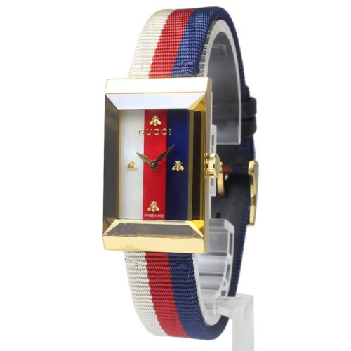 Gucci G-Frame Mother of Pearl Dial White Blue Red Nylon Strap Watch For Women - YA147405 Buy Now By Gucci