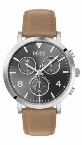 Hugo Boss Spirit Grey Dial Brown Leather Strap Watch for Men - 1513691 Buy Now By Hugo Boss