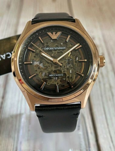 Emporio Armani Meccanico Black Dial Black Leather Watch For Men - AR60004 Buy Now By Emporio Armani