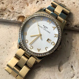 Marc Jacobs Henry Diamonds White Dial Gold Steel Strap Watch for Women - MBM3045 Buy Now By Marc Jacobs