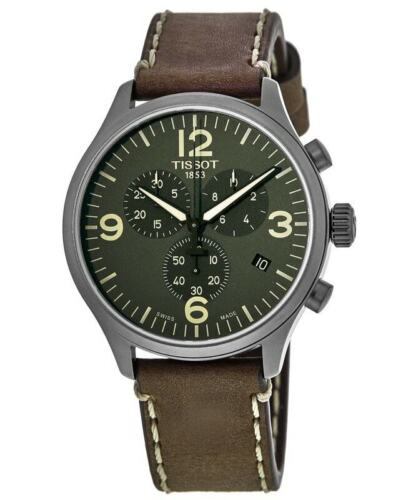 Tissot T Sport Chrono XL Green Dial Brown Leather Strap Watch For Men - T116.617.36.097.00 Buy Now By Tissot