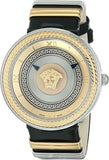 Versace V Metal Icon Gold Dial Black & Silver & Gold Strap Watch for Women - VLC020014 Buy Now By Versace
