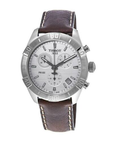 Tissot PR 100 Sport Quartz Chronograph Silver Dial Brown Leather Strap Watch For Men - T101.617.16.031.00 Buy Now By Tissot