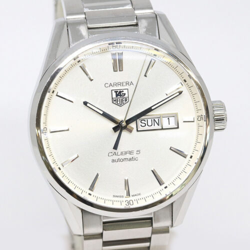 Tag Heuer Carrera Calibre 5 Automatic White Dial Silver Steel Strap Watch for Men - WAR201B.BA0723 Buy Now By Tag Heuer