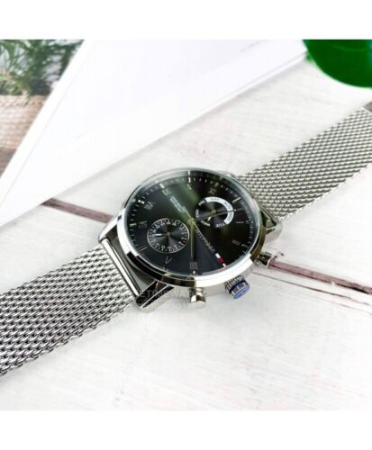 Tommy Hilfiger Kane Black Dial Silver Mesh Bracelet Watch for Men - 1710402 Buy Now By Tommy Hilfiger