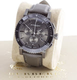 Burberry The City Chronograph Ion Plated Grey Dial Grey Leather Strap Watch for Men - BU9384 Buy Now By Burberry