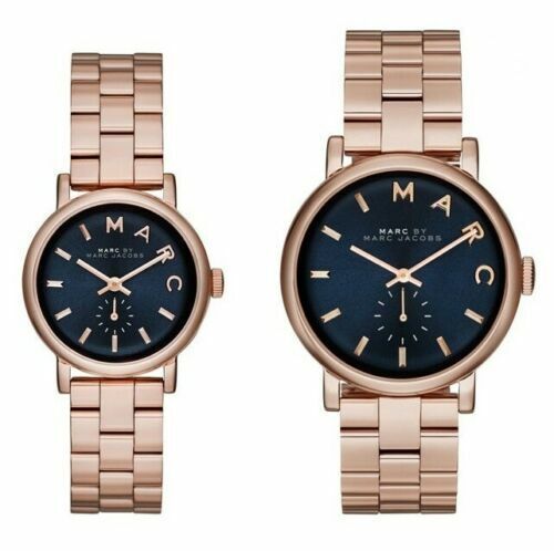 Marc Jacobs Baker Blue Dial Rose Gold Steel Strap Watch for Women - MBM3330 Buy Now By Marc Jacobs