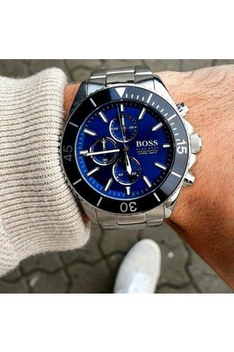 Hugo Boss Ocean Edition Chronograph Blue Dial Silver Steel Strap Watch for Men - 1513704 Buy Now By Hugo Boss