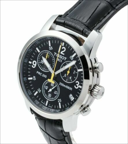 Tissot T Race PRC 200 Chronograph Quartz Black Dial Black Leather Strap Watch for Men - T17.1.526.52 Buy Now By Tissot