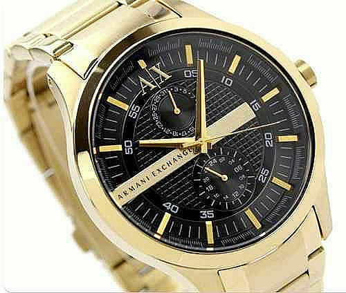 Armani Exchange Hampton Chronograph Black Dial Gold Steel Strap Watch For Men - AX2122 Buy Now By Armani Exchange