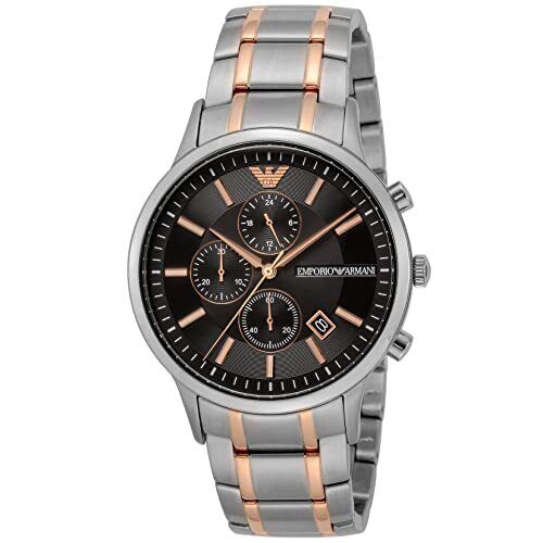 Emporio Armani Renato Chronograph Black Dial Two Tone Steel Strap Watch For Men - AR11165 Buy Now By Emporio Armani