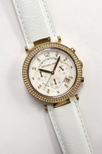 Michael Kors Parker White Dial with Diamonds White Leather Strap Watch for Women - MK2290 Buy Now By Michael Kors