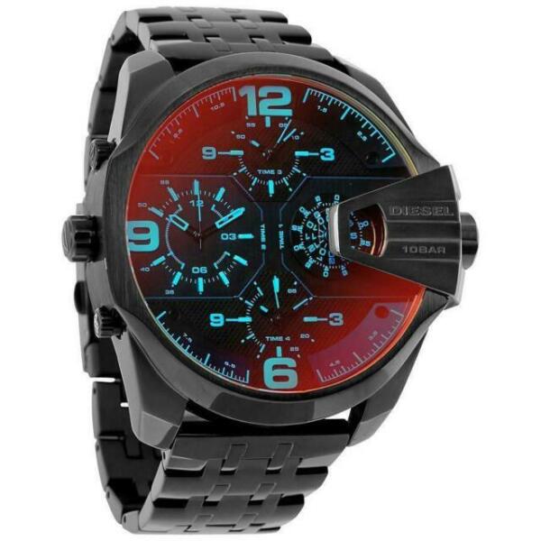 Diesel Uber Chief Chronograph Red Dial Black Steel Strap Watch For Men - DZ7373 Buy Now By Diesel