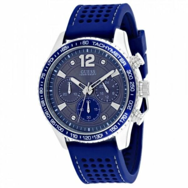 Guess Fleet Chronograph Black Dial Blue Rubber Strap Watch for Men - W0971G2 Buy Now By Guess