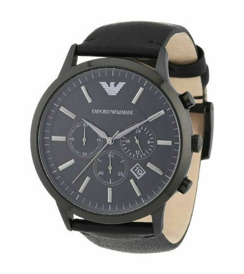 Emporio Armani Sportivo Chronograph Black Dial Black Leather Strap Watch For Men - AR2461 Buy Now By Emporio Armani