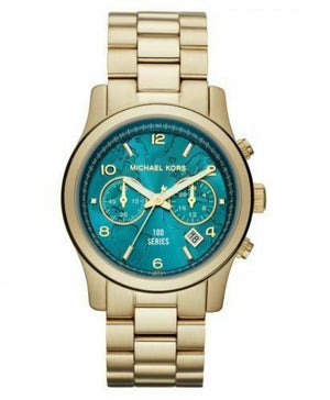 Michael Kors Runway Hunger Stop100 Series Blue Dial Gold Steel Strap Watch for Women - MK5815 Buy Now By Michael Kors