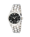 Emporio Armani Velente Chronograph Black Dial Silver Steel Strap Watch For Women - AR0674 Buy Now By Emporio Armani