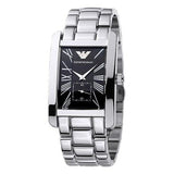 Emporio Armani Classic Black Dial Silver Stainless Steel Strap Watch For Men - AR0156 Buy Now By Emporio Armani