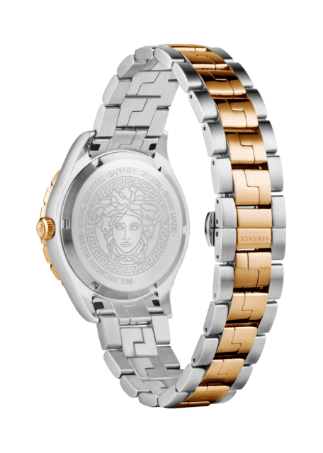 Versace Hellenyium GMT Black Dial Two Tone Steel Strap Watch for Men - V11040015 Buy Now By Versace