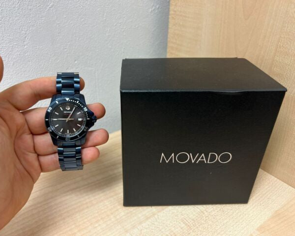 Movado Series 800 Black Dial Blue Ion Plated Steel Strap Watch for Men - 2600139 Buy Now By Movado