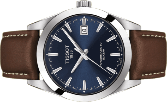 Tissot Gentleman Powermatic 80 Silicium Blue Dial Brown Leather Strap Watch For Men - T127.407.16.041.00 Buy Now By Tissot