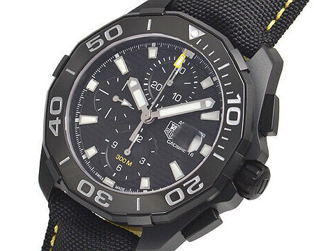 Tag Heuer Aquaracer Chronograph PVD Black Dial Black Nylon Strap Watch for Men - CAY218A.FC6361 Buy Now By Tag Heuer