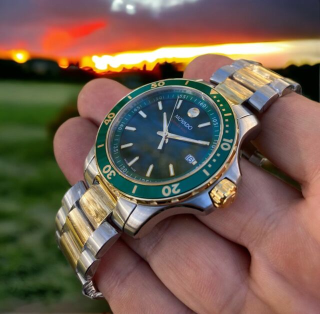 Movado Series 800 Green Dial Two Tone Steel Strap Watch for Men - 2600147 Buy Now By Movado