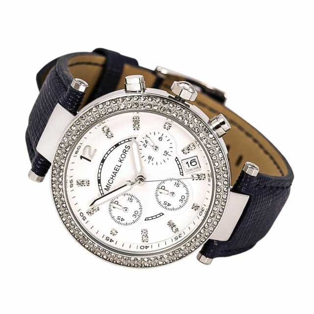 Michael Kors Parker White Dial Navy Blue Leather Strap Watch for Women - MK2293 Buy Now By Michael Kors