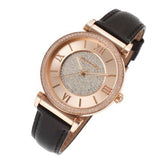 Michael Kors Catlin Rose Gold Crystal Dial Black Leather Strap Watch for Women - MK2376 Buy Now By Michael Kors