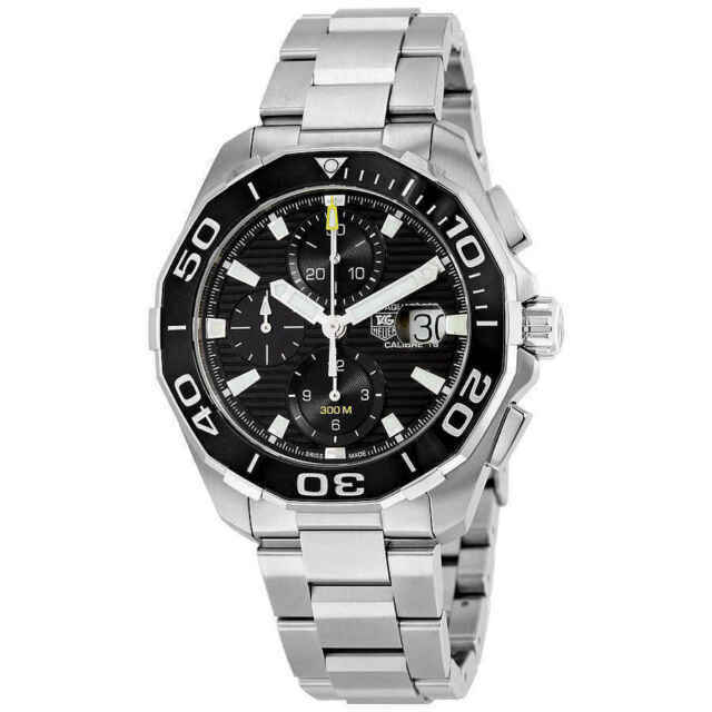 Tag Heuer Aquaracer Calibre 16 Day-Date Black Dial Silver Steel Strap Watch for Men - CAY211A.BA0927 Buy Now By Tag Heuer