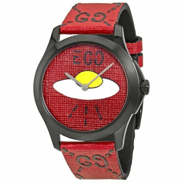 Gucci G Timeless Ghost Red Dial Red Leather Strap Watch For Men - YA1264023 Buy Now By Gucci