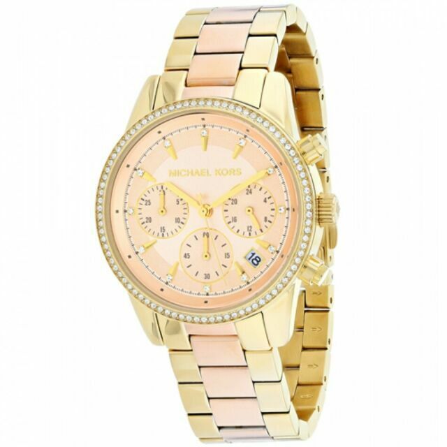 Michael Kors Ritz Chronograph Rose Dial Two Tone Steel Strap Watch for Women - MK6475 Buy Now By Michael Kors