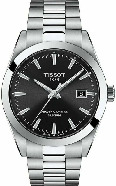 Tissot Gentleman Powermatic 80 Silicium Black Dial Silver Steel Strap Watch For Men - T127.407.11.051.00 Buy Now By Tissot
